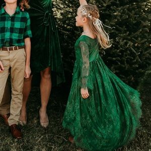 Emerald Green Layered Lace Trish Scully Holiday Dress